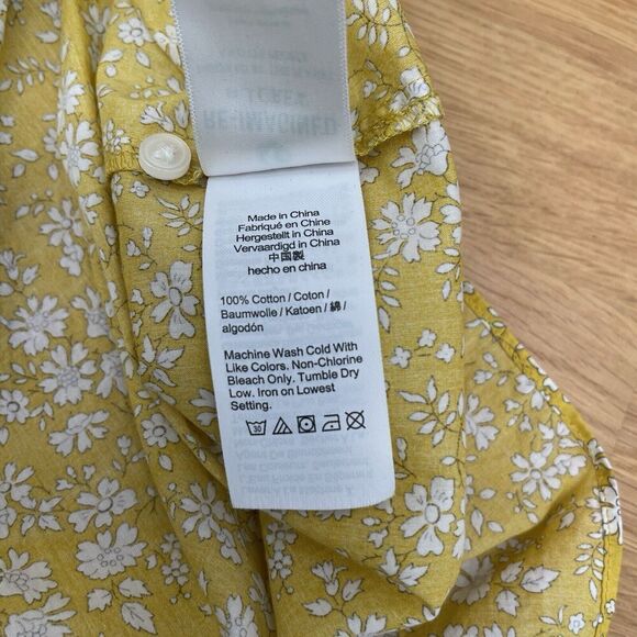 J. Crew Liberty Fabric Blouse Top Womens Size S Yellow Ditsy Floral Feminine - Picture 5 of 7
